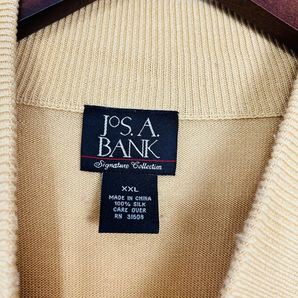 Jos A Bank Silk Sweater Size XXL Mock Neck Yellow‎ Gold Vintage Business - Picture 7 of 13